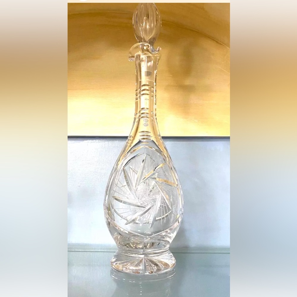 Antique Large Cut Crystal Decanter w/ Matching Stopper, 16", Antique Barware